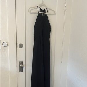 Mori Lee Black Halter Dress Floor Length Gown Bridesmaid Black Tie USA Size 10